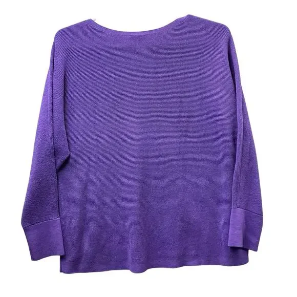 J Jill Sweater Womens Sz. XL Purple Boat Neck Tunic 3/4 Drop Sleeve Linen Blend - Picture 6 of 16